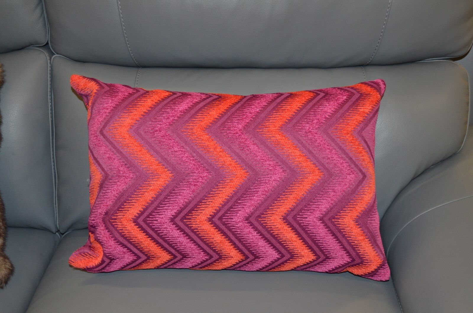 Bright Purple and Orange Zigzag Bolster Cushions Set of 2 with Fibre Fillings